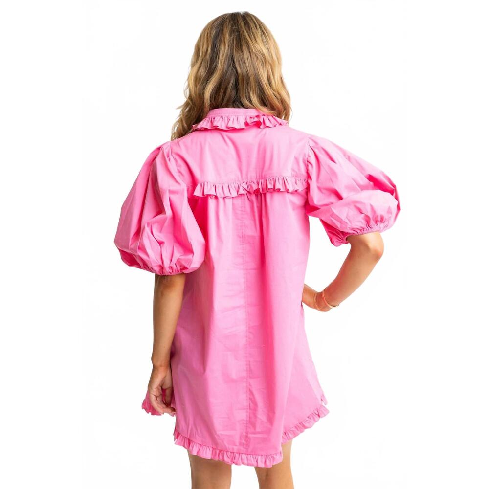 NEW KARLIE women's puff ruffle dress in pink - Picture 2 of 2